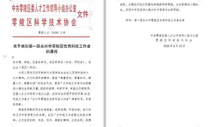 6.24永州市零陵區(qū)優(yōu)秀科技工作者 通報(bào)文件
